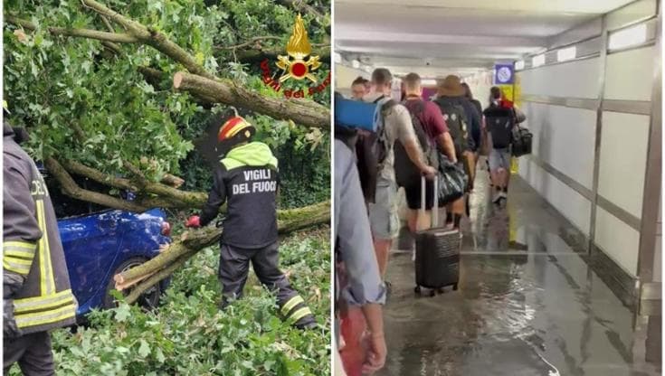 Maltempo in Emilia-Romagna, i danni. Bologna, allagamenti in stazione, chiuso sottopasso Triumvirato